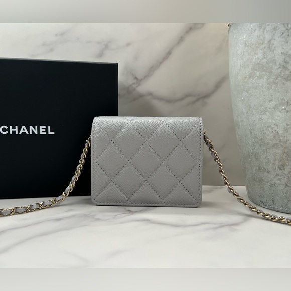 ❌SOLD❌🔥RARE!! CHANEL•Caviar Quilted Matelasse Mini Card Holder Wallet on Chain - Picture 3 of 8